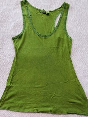 Rubbish Green Lace-Trim Tank Top